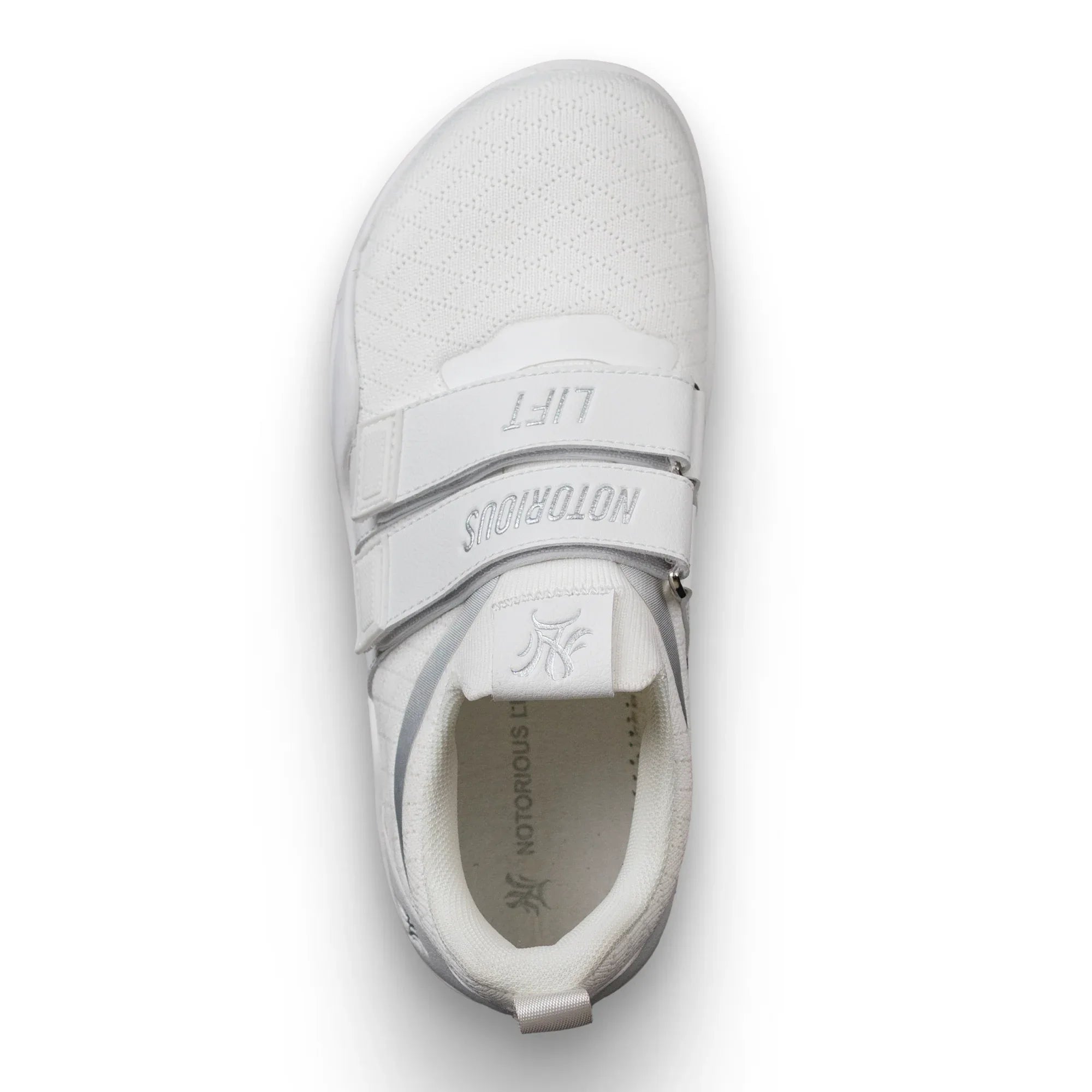 Sumo Sole Gen 4 Ghost overhead view - knit upper with dual strap system in white/grey